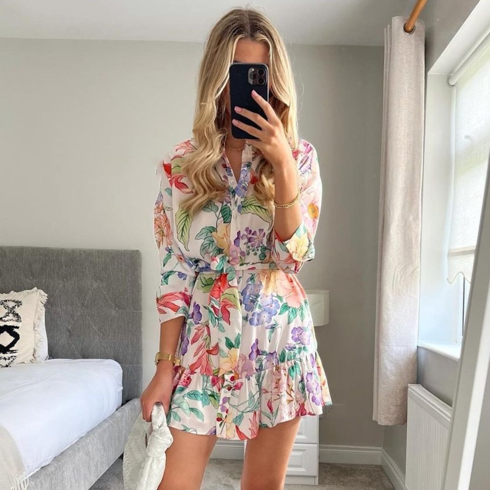 Zara Floral Print Flowy Dress